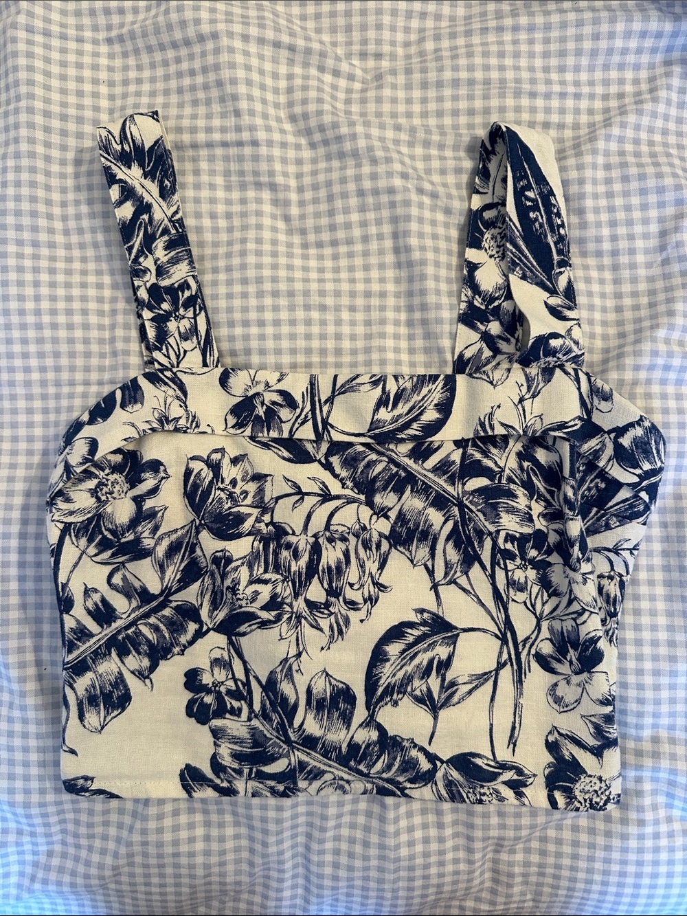 Abercrombie & Fitch Linen White & Blue Printed Tank | XS